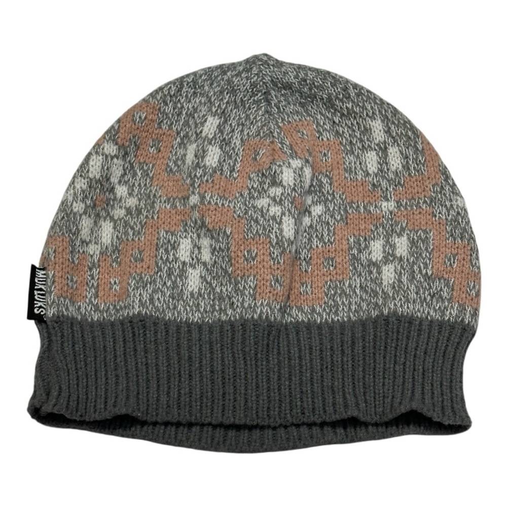 Muk Luks Gray and Pink Knit Kids Hat Size OS